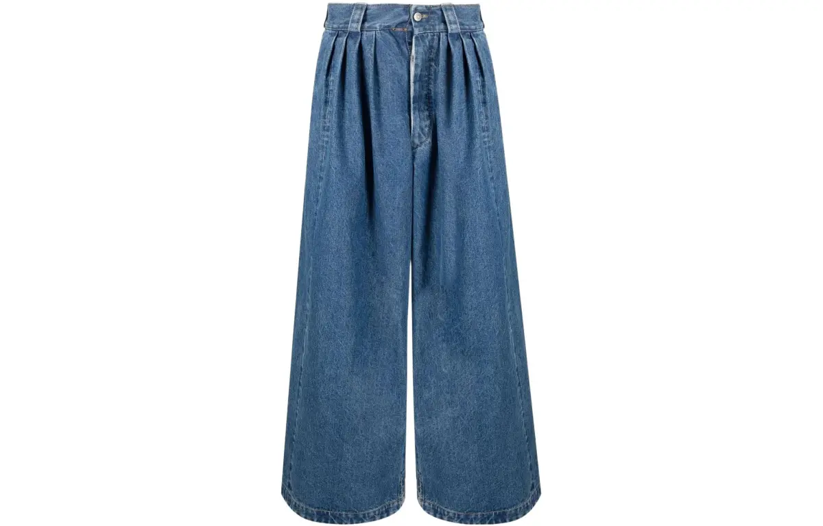Maison Margiela Jeans Women's Blue Moderate Wide Leg Pants