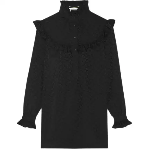 SAINT LAURENT High Neck Long-Sleeved Mini Dress