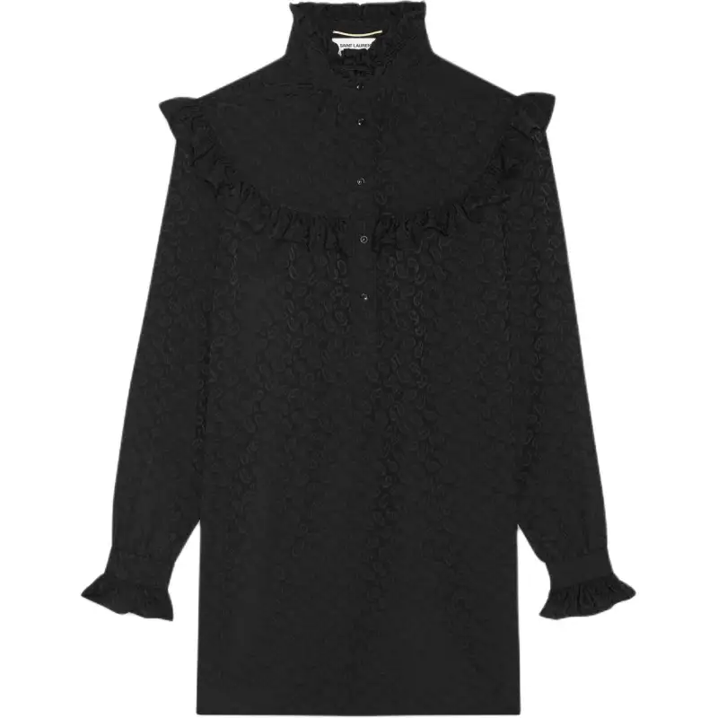 SAINT LAURENT High Neck Long-Sleeved Mini Dress