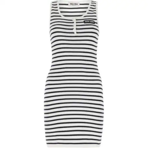 MIU MIU SS23 Sleeveless Dress Women's Black White