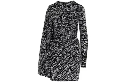 Balenciaga Long Sleeved Dresses Women's Black Crew Neck Moderate