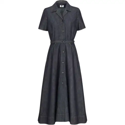 DIOR FW21 Short Sleeved Dress Women's Dark Blue