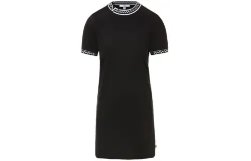 Vans Short Sleeved Dresses Women's Black Crew Neck Moderate Mid Length