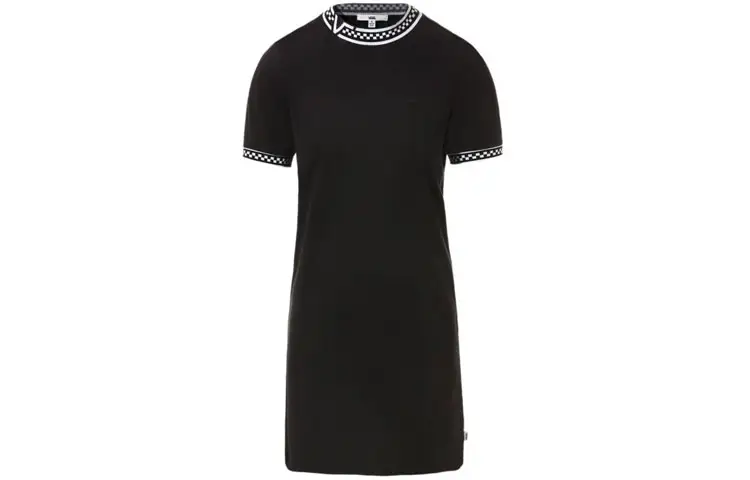 Vans Short Sleeved Dresses Women's Black Crew Neck Moderate Mid Length