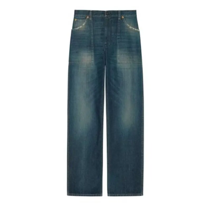 GUCCI Jeans Women's Blue Moderate Straight Fit Pants