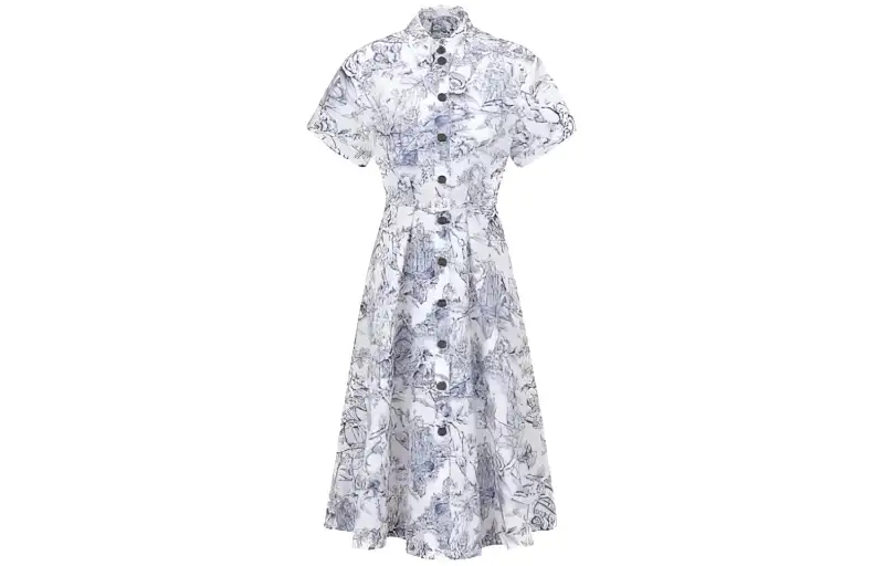 DIOR SS23 Short Sleeved Dress Women's White