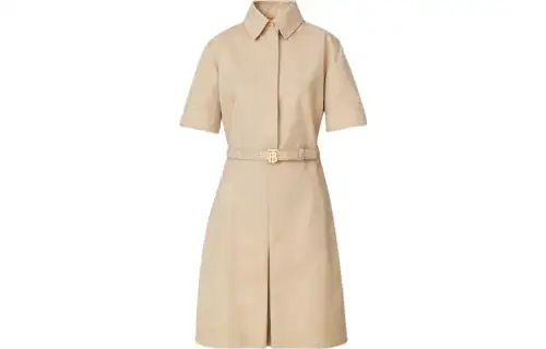 Burberry Short Sleeve Monogram Motif Dress 'Soft Fawn'