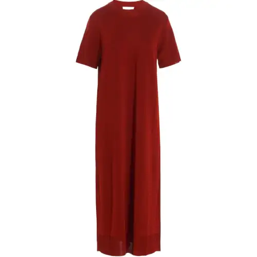 THE ROW Short Sleeved Dresses Women's Red Crew Neck Moderate