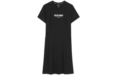 Skechers Colorful Short Sleeved Dress Women's Carbon Black