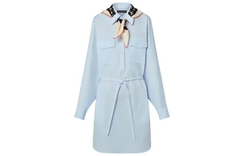 LOUIS VUITTON Long Sleeved Dress Women's Blue