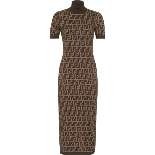 FENDI Ff Motif Knitted Midi Dress