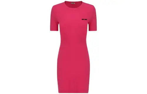 MIU MIU SS22 Short Sleeved Dress Women's Pink
