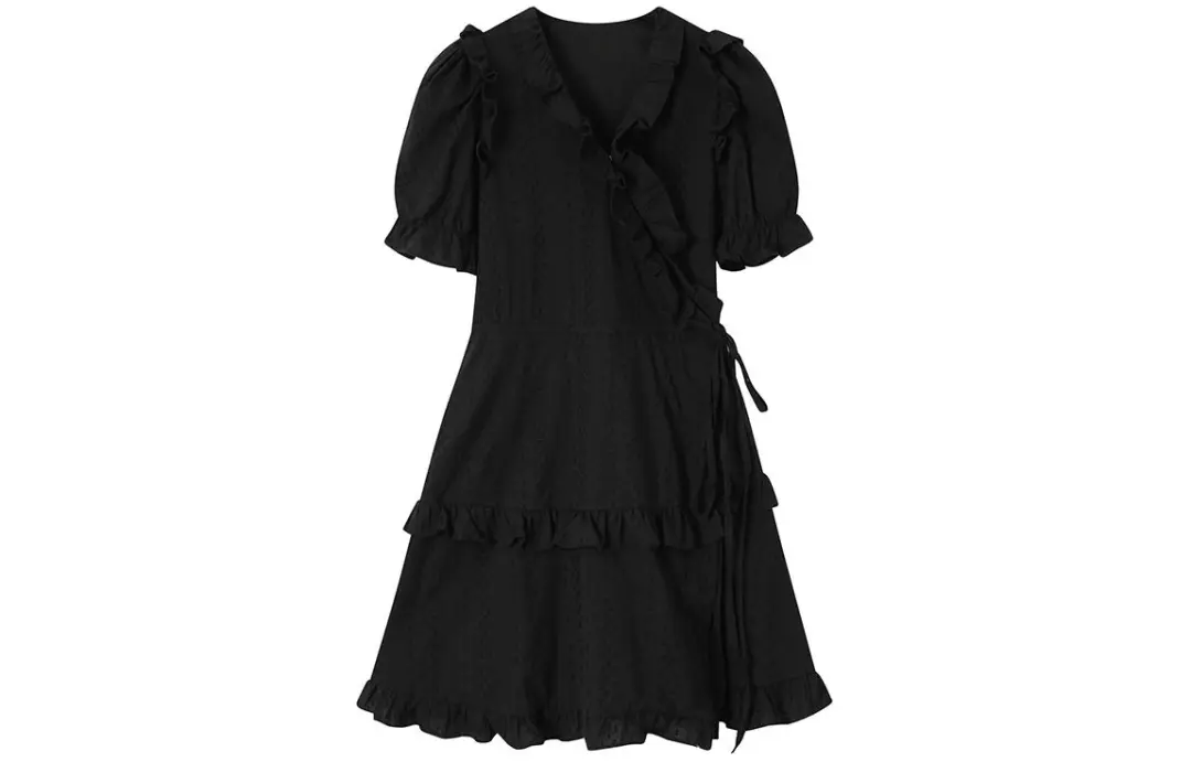MUQINGQING Short Sleeved Dress Women's Black