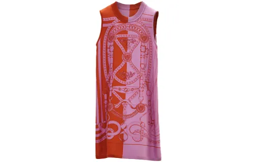 HERMES Sleeveless Dresses Women's Parma Purple Crew Neck Moderate