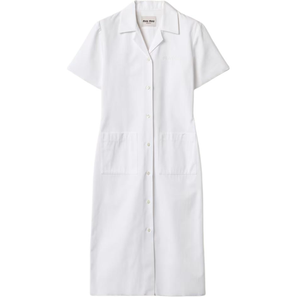 Женское платье MIU MIU Embroidered Shirt Dress (белое)