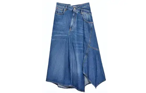 LOEWE Deconstructed Midi Denim Skirt Sporty Blue