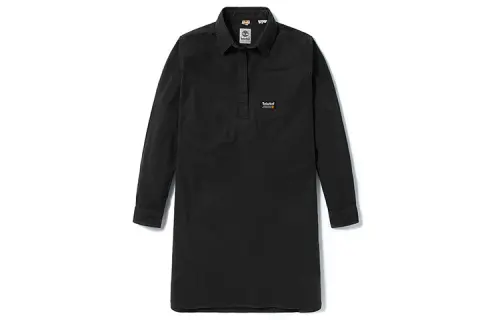 Timberland Long Sleeved Dresses Women's Black Lapel Moderate Mid Length