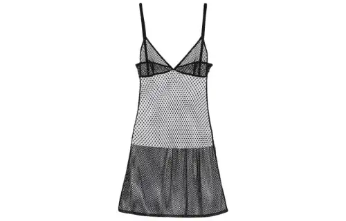 PRADA Sleeveless Dresses Women's Black V Neck Moderate Short