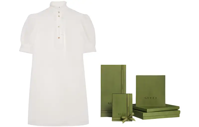 GUCCI SS23 Short Sleeved Dress Women's White