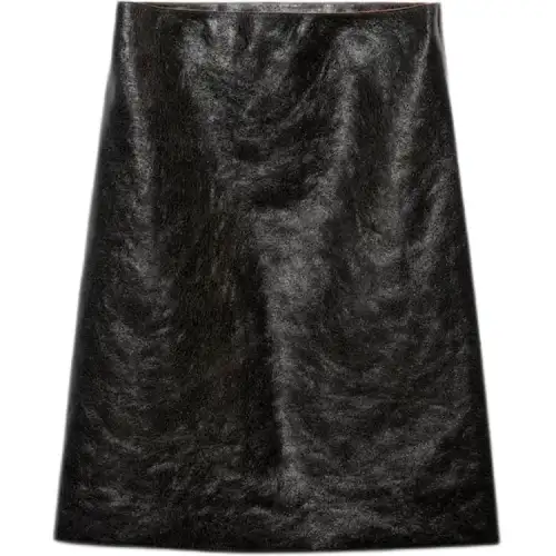 PRADA SS24 Leather Long Skirt Women's Black