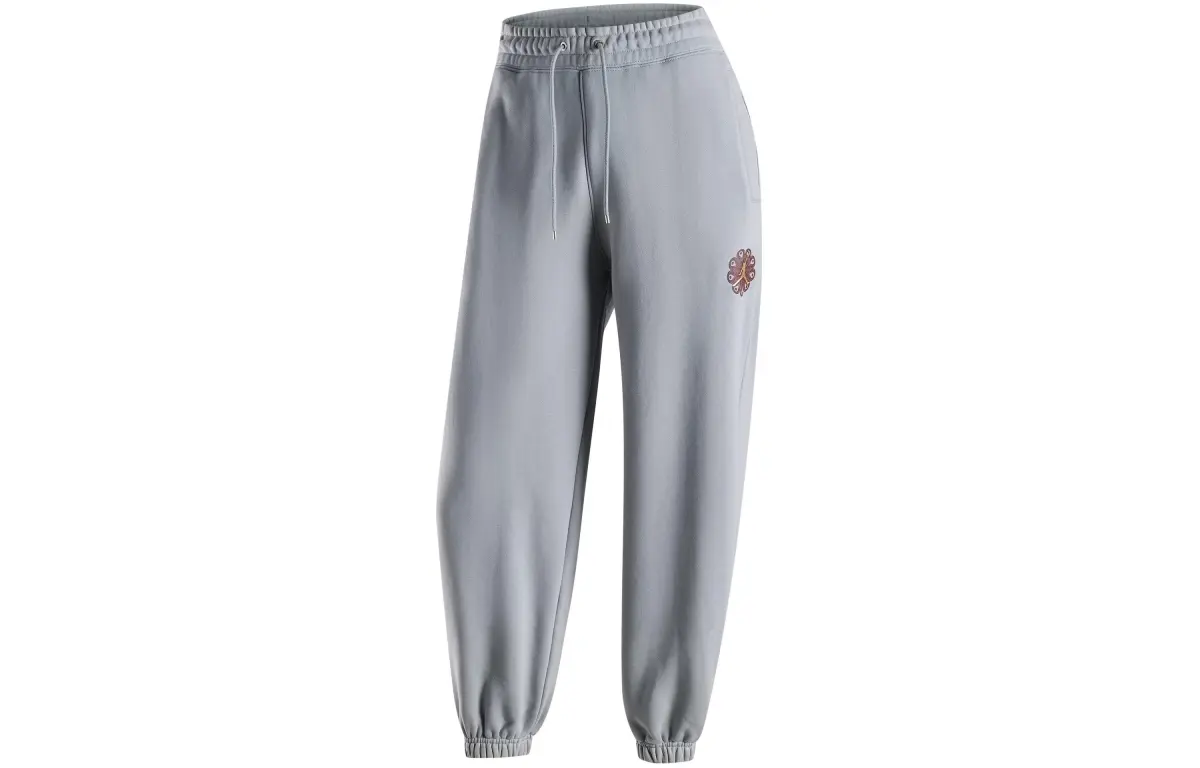 Jordan Logo Lace Up Elastic Cuff Fleece Lined Sweatpants Knitted Sweatpants Women's Floating Lime