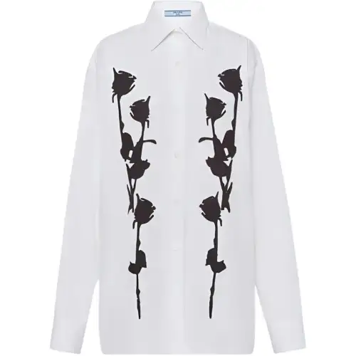PRADA Shirts Women's White Lapel Moderate Other
