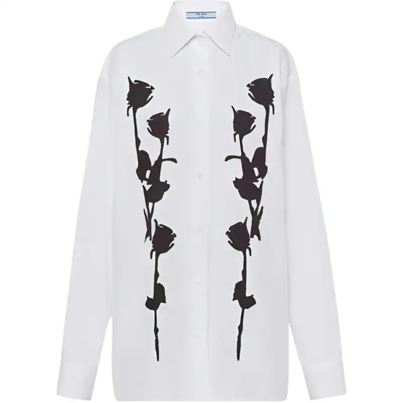 PRADA Shirts Women's White Lapel Moderate Other