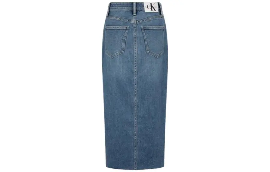 Calvin Klein Denim Long Skirts Women's Denim Blue Moderate Mid-Length Bodycon Skirt