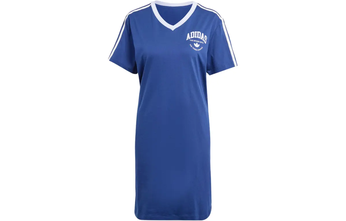 Adidas Originals Vrct Graphic Tee Dress Short Sleeved Dress Women's Dark Blue
