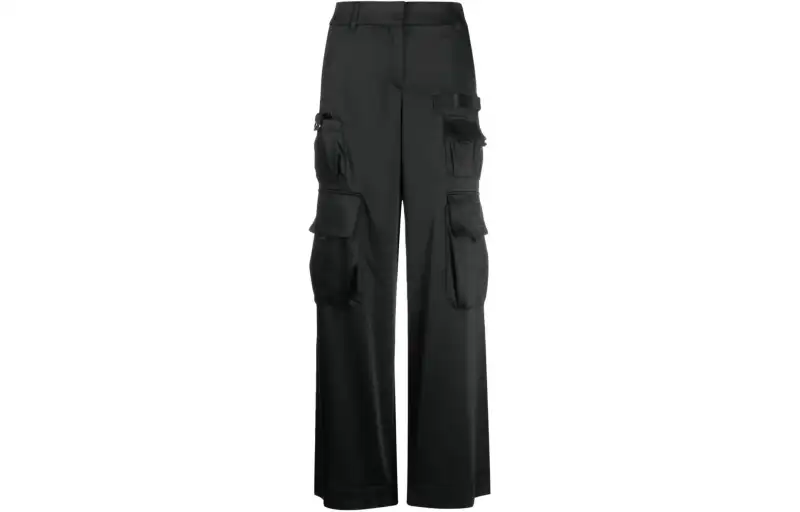 OFF-WHITE satin cargo trousers