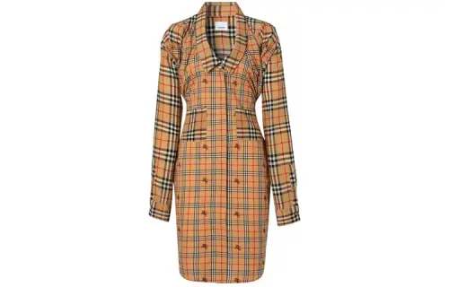 Burberry Long Sleeved Dress Women's Khaki