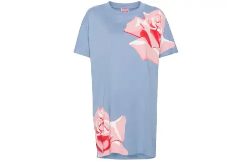 KENZO SS24 Short Sleeved Dress Women's Pink Blue