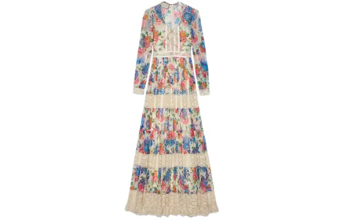 GUCCI SS21 Long Sleeved Dress Women's Multicolor