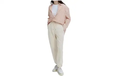 UNIQLO Knitted Sweatpants Women's Ivory Moderate Cuffed Pants