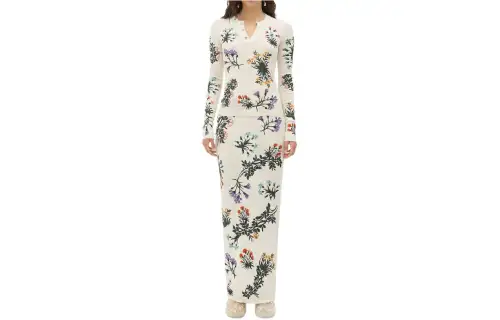 Bottega Veneta Knit Long Skirt Women's White