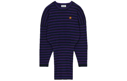 KENZO Logo Patch Striped Mini Dress