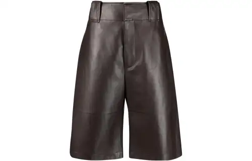 Bottega Veneta High Waist Leather Shorts