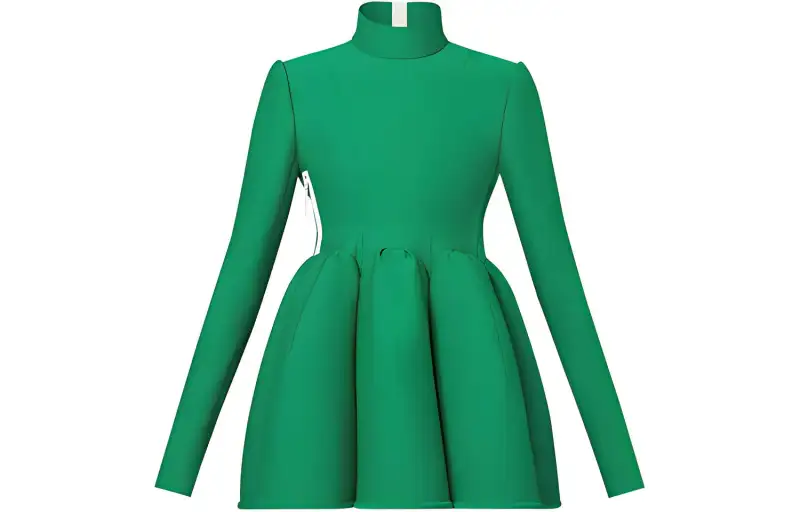 LOUIS VUITTON Long Sleeved Dress Women's Green