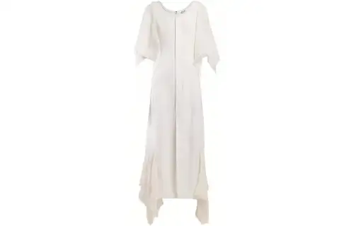 LOEWE Short Sleeved Dresses Women's White Crew Neck Moderate Long