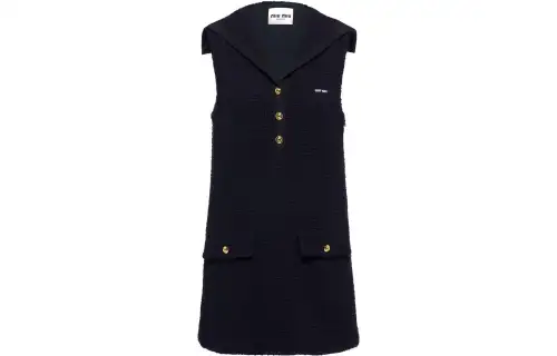 MIU MIU Sleeveless Dresses Women's Blue V Neck Moderate Short