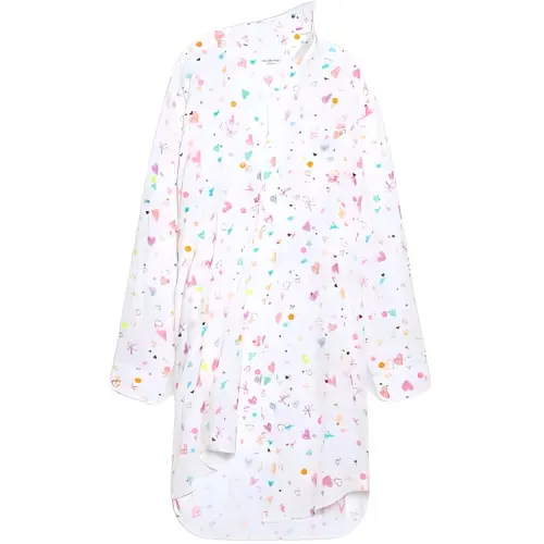 heart-print twisted shirt dress