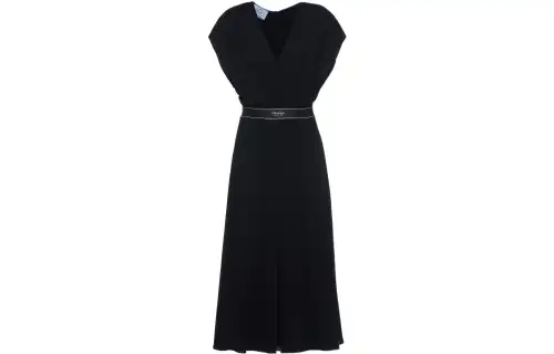 PRADA Sleeveless Dresses Women's Black V Neck Thin
