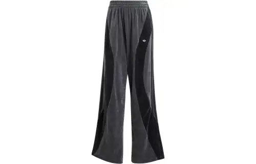 Adidas Originals Knitted Sweatpants Women's Black Gray Color Moderate Straight Fit Pants