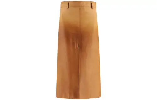 PRADA Leather Long Skirt Women's Beige