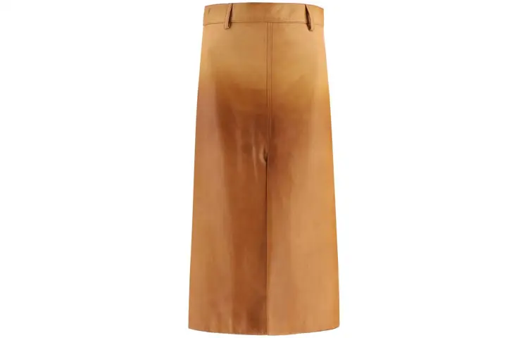 PRADA Leather Long Skirt Women's Beige