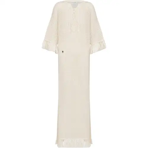 DIOR Logo Embroidered Fringe Detailed Dress