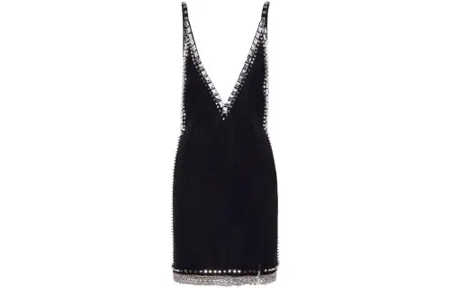 MIU MIU Slip Dresses Women's Black V Neck Moderate
