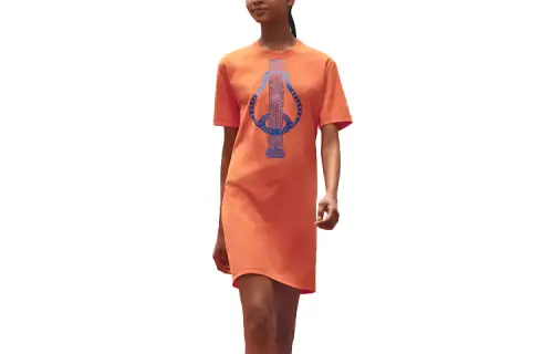 HERMES SS23 Short Sleeved Dresses Women's Vibrant Orange Moderate Mid Length
