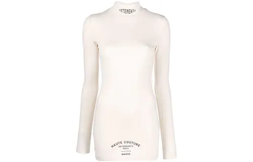 Vetements Long Sleeved Dresses Women's White Turtleneck