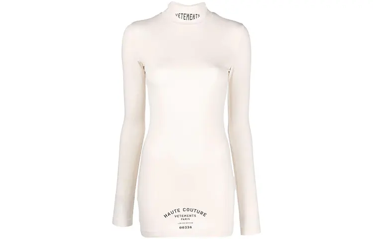 Vetements Long Sleeved Dresses Women's White Turtleneck